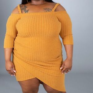 Mustard rigid knit dress size 2x
